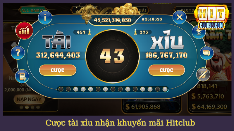 Cược tài xỉu rinh thưởng khủng tại Hitclub