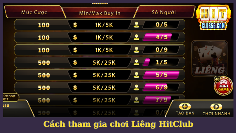 Hướng dẫn chi tiết từng bước chơi Liêng HitClub