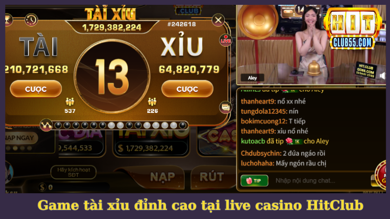 Live casino HitClub có phiên bản game tài xỉu siêu đỉnh