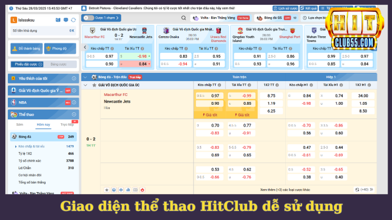 Thể thao HitClub có giao diện rất dễ sử dụng