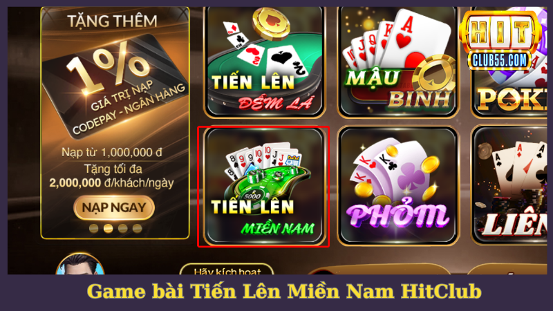 Tiến Lên Miền Nam HitClub đang được ưa chuộng rộng rãi