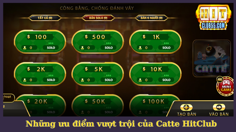 Ưu điểm vượt trội khi tham gia Catte tại HitClub